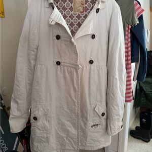 Billabong White Trench Coat with Convertible Collar